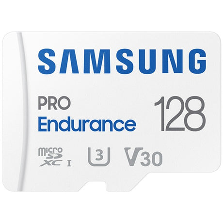 Tarjeta de memoria Samsung Pro Endurance 128 GB microSDXC (2022) (blanca, UHS-I U3, clase 10, V30, incl. adaptador SD)