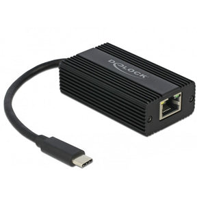 Delock USB-C macho > Adaptador LAN de 2,5 gigabits (negro, 0,135 metros)