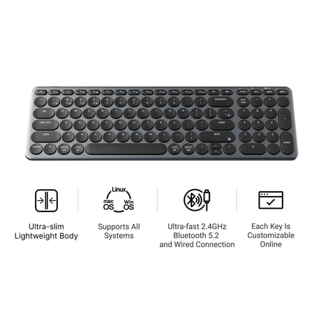 Teclado Keychron b4 pro-k8 (blanco, diseño estadounidense (qwerty), interruptores de tijera, 96%, teclas abs, 2,4 ghz | bluetooth | usb)