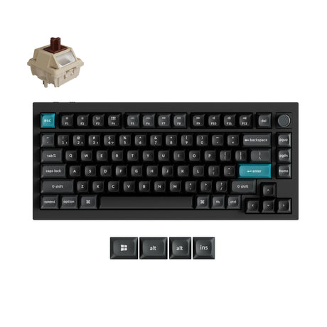 Teclado mecánico personalizado inalámbrico Keychron q1 ultra-m3 8k (negro, diseño estadounidense (qwerty), marrón seda pom, 75%, rgb, intercambio en caliente, 8k, 2,4 ghz | bluetooth 5.2 | usb-c)