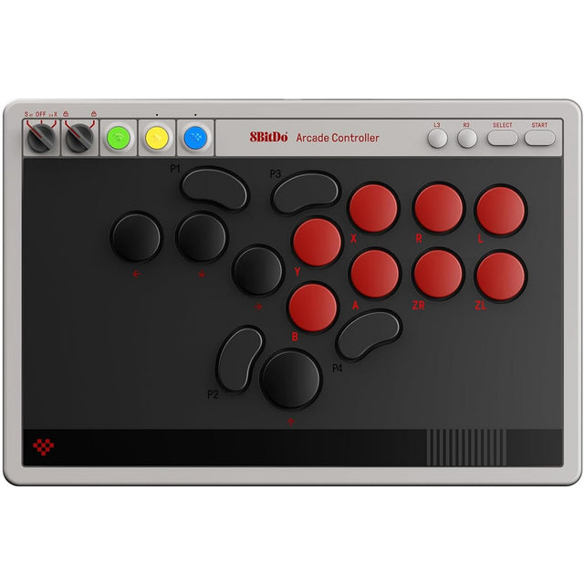 Mando arcade 8bitdo (gris rojo, usb bluetooth 2,4 ghz, nintendo switch 1+2, pc)