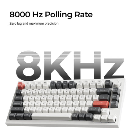 Teclado mecánico personalizado inalámbrico Keychron q1 ultra-m3 8k (negro, diseño estadounidense (qwerty), marrón seda pom, 75%, rgb, intercambio en caliente, 8k, 2,4 ghz | bluetooth 5.2 | usb-c)