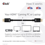 Cable HDMI de ultra alta velocidad Club 3D (negro, 1 metro, 4K 120Hz, 8K 60Hz, 48Gbps)