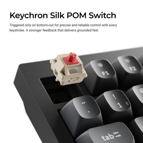 Teclado mecánico personalizado inalámbrico Keychron v6 ultra 8k (negro, diseño estadounidense (qwerty), rojo seda pom, 100%, rgb, intercambio en caliente, 2,4 ghz | bluetooth 5.3 | usb-c)