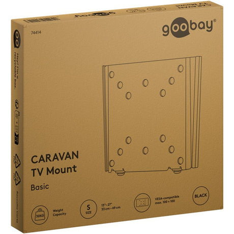 Goobay Soporte de pared para TV fijo(s) para caravana, Montaje en pared de 13 a 27 pulgadas (negro)