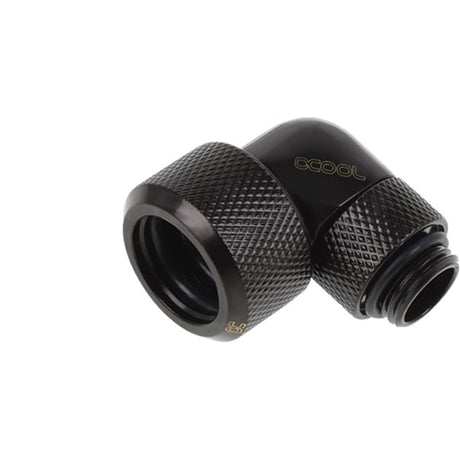 Alphacool eiszapfen Racor de compresión de tubo duro de 16 mm, giratorio 90°, conexión G1 4 (negro, moleteado, negro intenso)