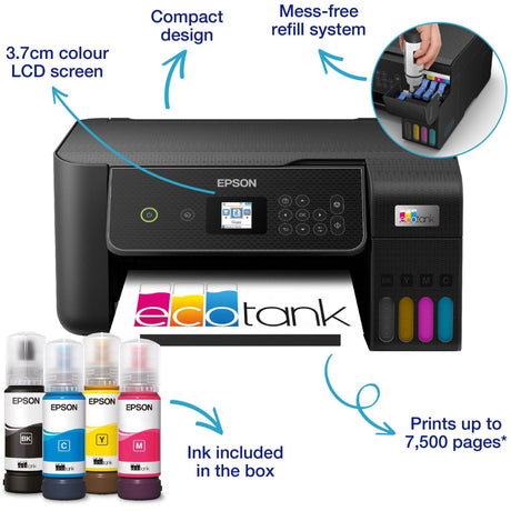 Impresora multifunción wi-fi epson ecotank et-2871 a4 con tanque de tinta impresora de inyección de tinta todo en uno (negro, escanear, copiar, wi-fi, incluido hasta 3 años de tinta)