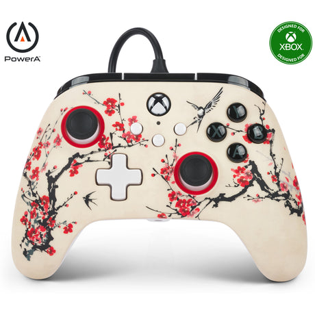 Controlador powera Advantage con cable para xbox series x|s - warrior's nirvana (magnolia white, xbox series x|s, xbox one, PC)