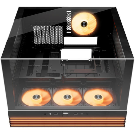 ¡Tranquilizarse! base de luz carcasa midi tower de 600 lx (negro | 2x USB-A | 1x USB-C | RGB | ventana)