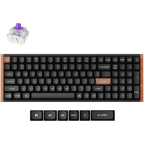 Teclado mecánico Keychron k4 he-f1 de edición especial (negro, diseño estadounidense (qwerty), nebulosa magnética de doble riel gateron, 96 %, teclas de doble disparo osa, intercambio en caliente, bluetooth | usb-c | 2,4 ghz)