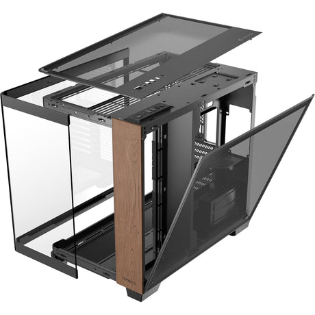 Carcasa midi tower de madera curva Antec c8 (color madera negro | 2x USB-A | 1x USB-C | vidrio templado)