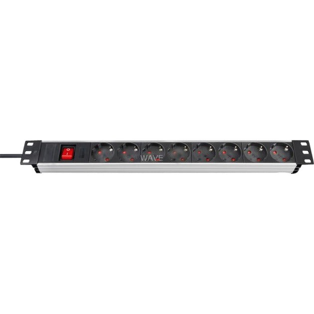Brennerstuhl premium-line technic alu 19 8x enchufe (aluminio negro, 1390007018, para 8 enchufes)