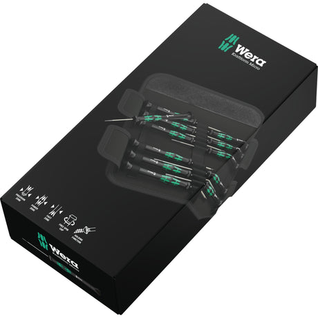 Juego de microdestornilladores Wera kraftform 12sb1 (negro verde, para aparatos eléctricos)