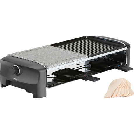 Juego gourmet de fiesta con parrilla de 8 piedras Princess raclette (gris negro)