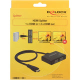 Delock 1 entrada HDMI > 2 salidas HDMI Divisor HDMI (negro, 60 centímetros, 4k)