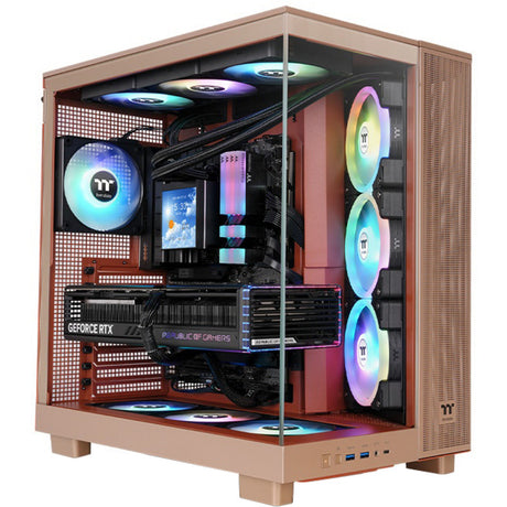 Carcasa Thermaltake View 380 XL TG ARGB Gravel Sand Midi Tower (marrón claro | 2x USB-A | 1x USB-C | RGB | ventana)