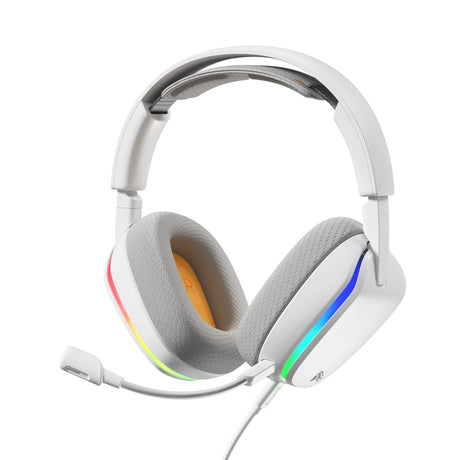 Glorious GHS Eternal RGB - Auriculares estéreo para juegos RGB Auriculares supraaurales para juegos (Blanco, PC, PS5, PS4, Switch, USB-C)