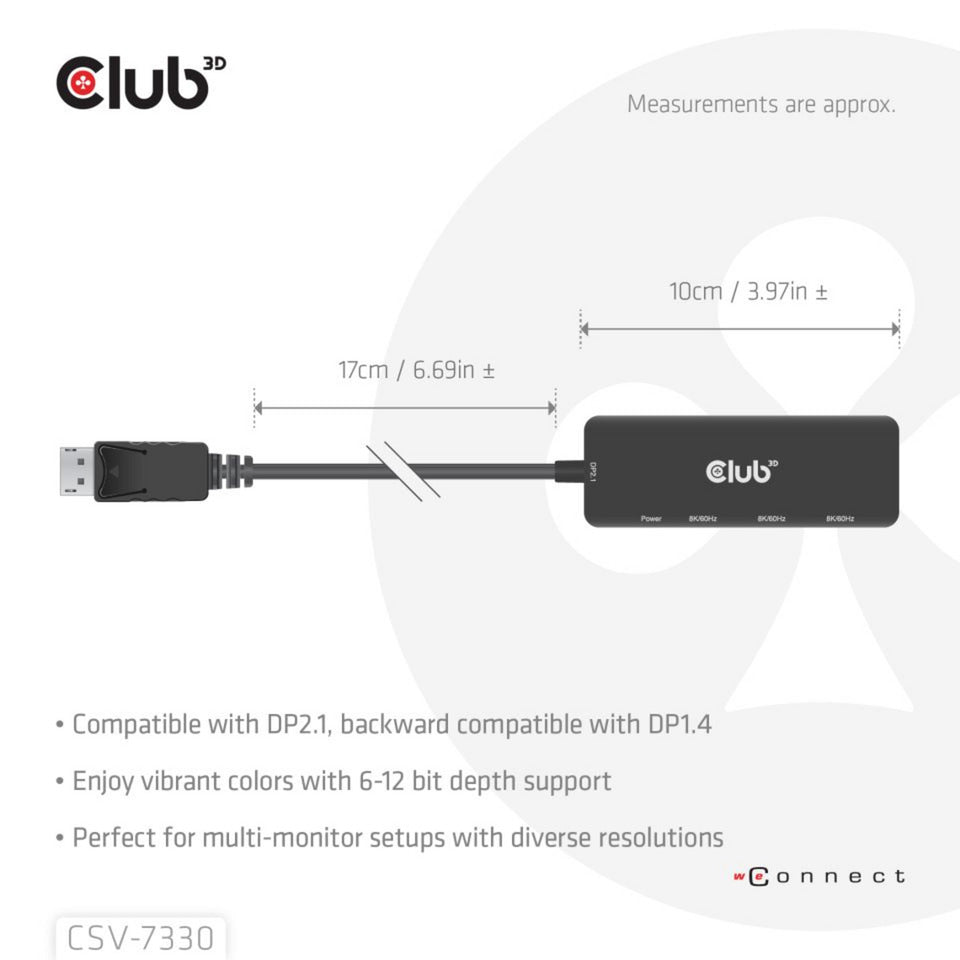 Club 3D Display Port a triple concentrador HDMI 8K60Hz (negro)
