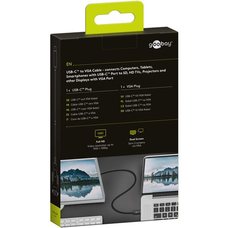 Cable adaptador Goobay USB-C a VGA (negro, 1,8 metros)