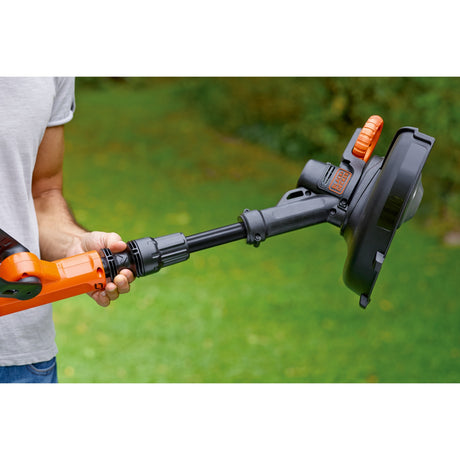 Cortabordes black+decker 18v con 2 cuchillas y cortacésped a batería (negro naranja, 25 cm, batería incluida)