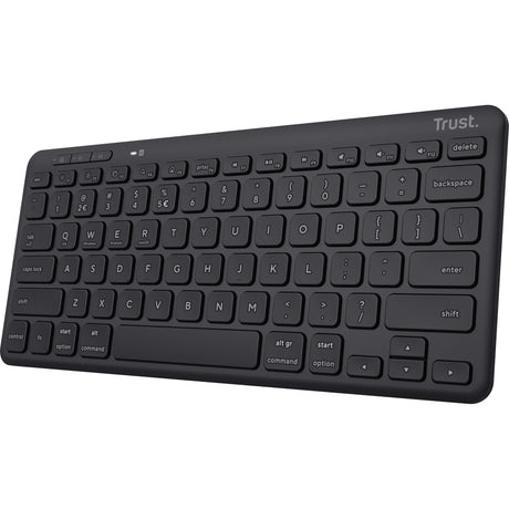 Trust Lyra teclado inalámbrico compacto (negro, distribución estadounidense (QWERTY), interruptores de tijera, 65 %, USB 2,4 GHz, Bluetooth)