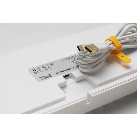 Teclado mecánico para juegos Ducky zero 6108 blanco puro rgb (blanco, diseño estadounidense (qwerty), azul cherry mx2a, 100%, leds rgb, pbt de doble disparo, intercambio en caliente, 2,4 ghz | bluetooth | usb-c)