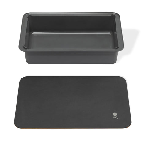 Tabla de cortar Weber Works y contenedor de caja de almacenamiento (marrón grisáceo, para colocar en la mesa auxiliar de trabajo)