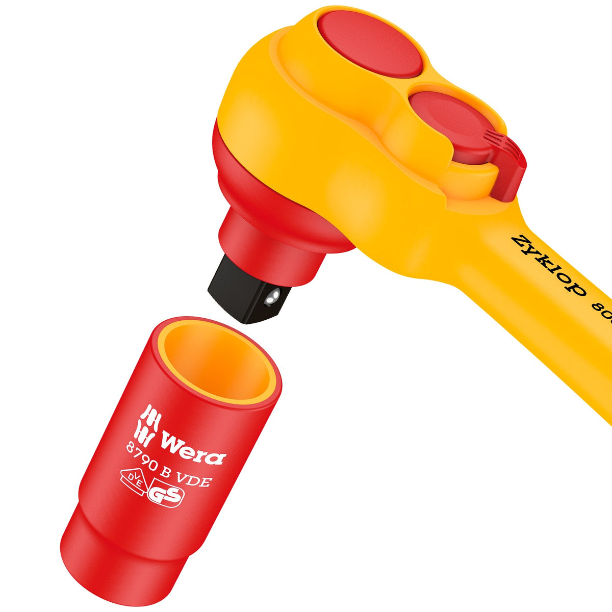 Juego de herramientas Wera 8100 sb vde 1 zyklop ratchet set (rojo amarillo, 17 piezas, aislado, con trinquete de conmutación, accionamiento 3 8, métrico)