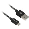 Cable USB 2.0 Sharkoon, USB-A > micro-USB B (negro gris, 2 metros)