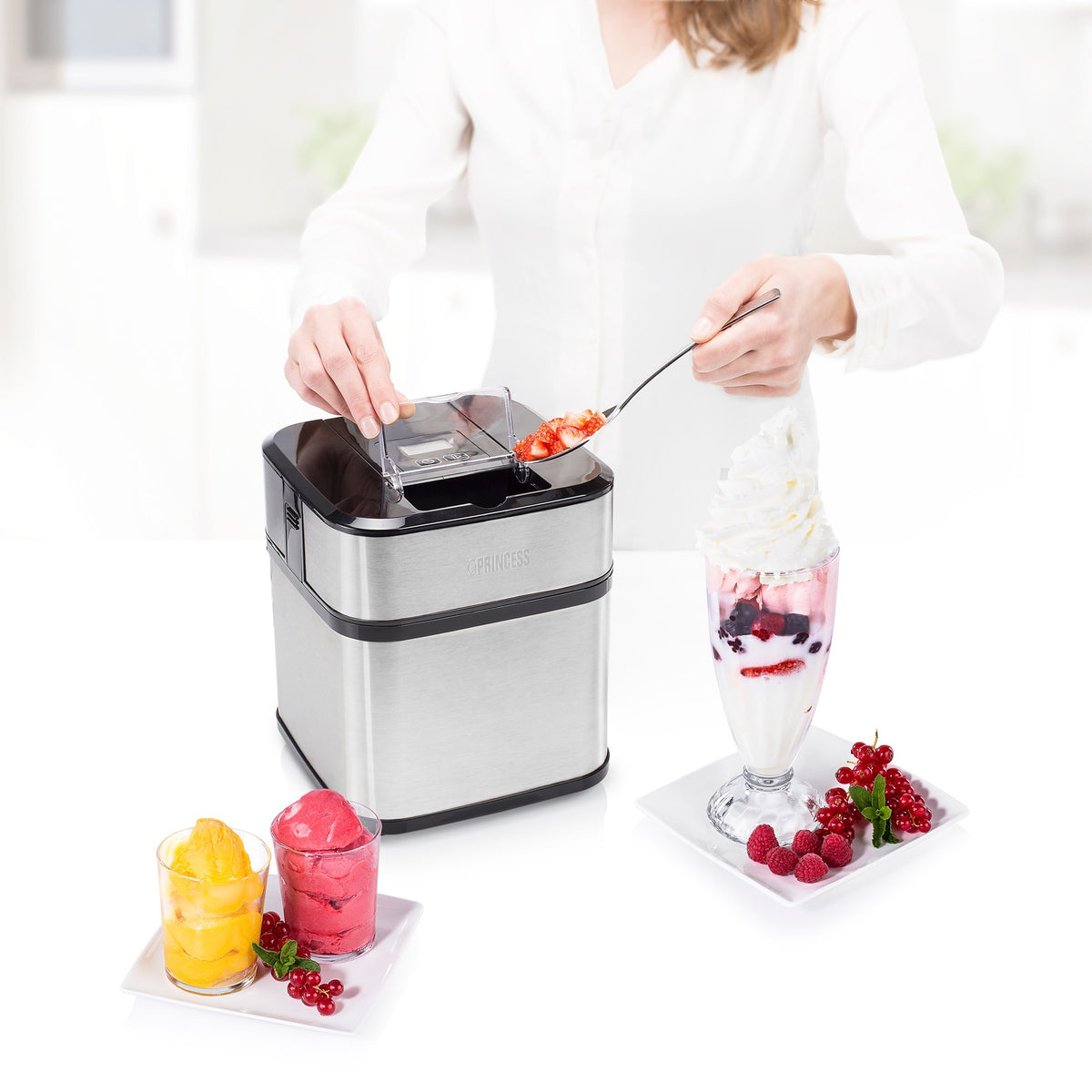 Máquina para hacer helados Princess 282605 (acero inoxidable negro, 1,5 litros)