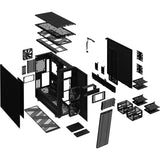 El diseño fractal define la carcasa de torre grande 7 xl (negro | 4x USB-A | 1x USB-C)