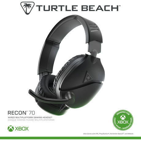 Turtle beach ear force recon 70x negro (2024) auriculares supraaurales para juegos (negro, xbox series x|s, xbox one, ps4, ps5, switch, pc, móvil)