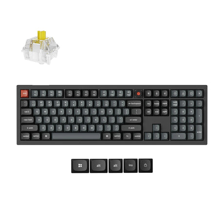 Teclado mecánico personalizado con cable Keychron v6w-d4 8k qmk (negro, diseño estadounidense (qwerty), super banana, 100%, leds rgb, pbt de doble disparo, intercambio en caliente, 8k, botón)
