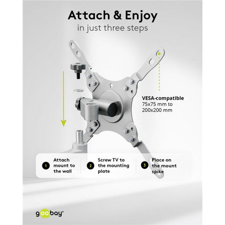 Goobay Soporte de pared para TV caravana fullmotion (m), montaje en pared de 13 a 43 pulgadas (plateado)