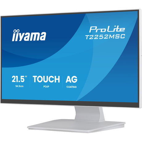 Monitor táctil Iiyama prolite t2252msc-w2ag 21.5 (blanco (mate), 100 Hz, HDMI, display port, USB 3.2 gen 1, audio, pantalla táctil)