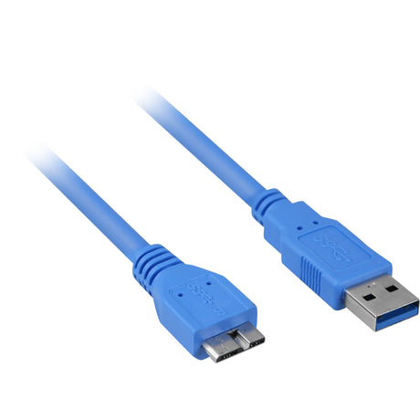 Sharkoon USB-A 3.0 > cable micro USB-B 3.0 (azul, 3 metros)