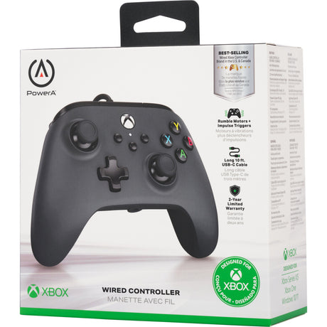 Controlador con cable powera para xbox series x|s (negro, xbox series x|s, xbox one, PC)