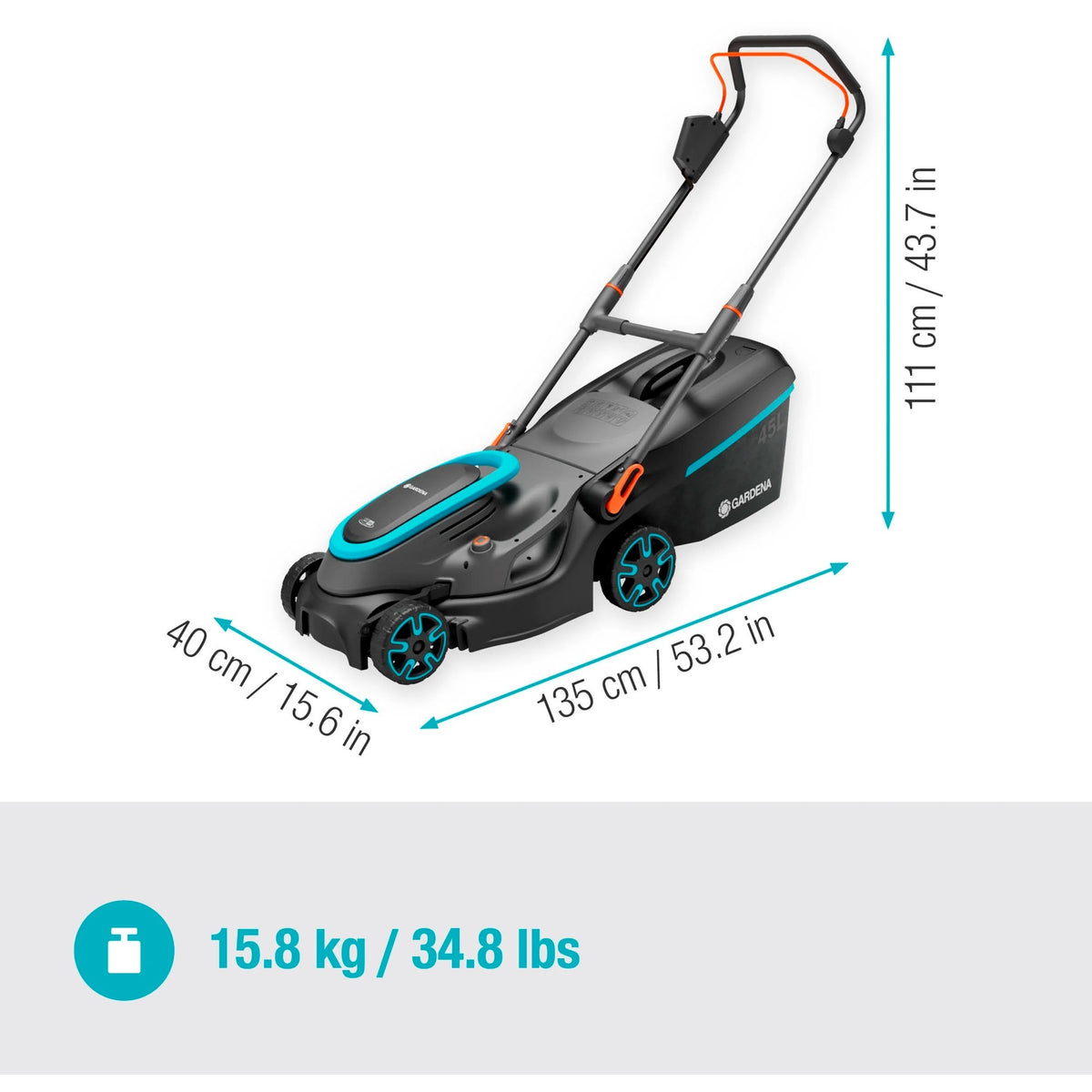 Gardena powermax 37 36v p4a listo para usar - cortacésped a batería - 37 cm - incl. 2 baterías