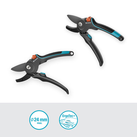 Tijeras de podar Gardena premiumcut pro para madera seca con corte de yunque (gris turquesa, diámetro de corte 24 mm)