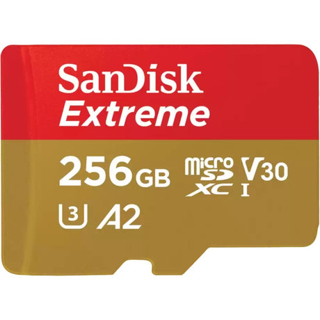 Tarjeta de memoria Sandisk extreme microSDXC 256 GB (uhs-i u3, clase 10, v30, a2, incl. adaptador)