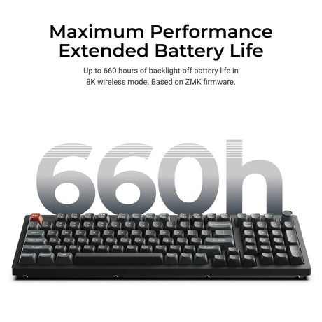 Teclado mecánico personalizado inalámbrico Keychron v5 ultra 8k (negro, diseño estadounidense (qwerty), marrón seda pom, 96 %, rgb, intercambio en caliente, 2,4 ghz | bluetooth 5.3 | usb-c)