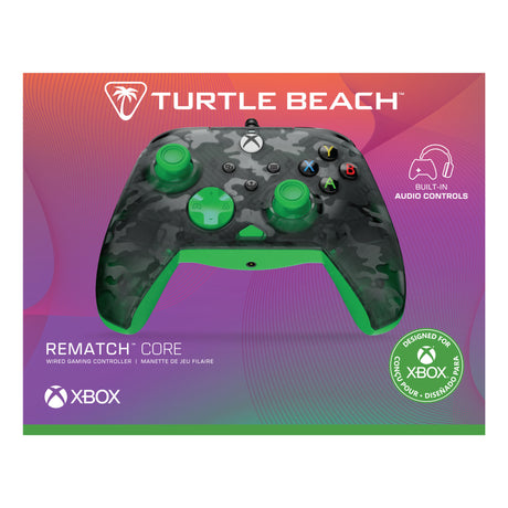 Mando con cable Turtle Beach Rematch Core (Negro Verde, Xbox Series X|S, Xbox One, PC)