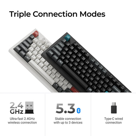 Teclado mecánico personalizado inalámbrico Keychron q5 ultra-m3 8k (blanco, diseño estadounidense (qwerty), rojo seda pom, 96%, rgb, intercambio en caliente, 8k, 2,4 ghz | bluetooth 5.2 | usb-c)
