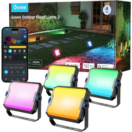 Govee materia de iluminación de suelo inteligente rgbww - paquete de 4 para exteriores