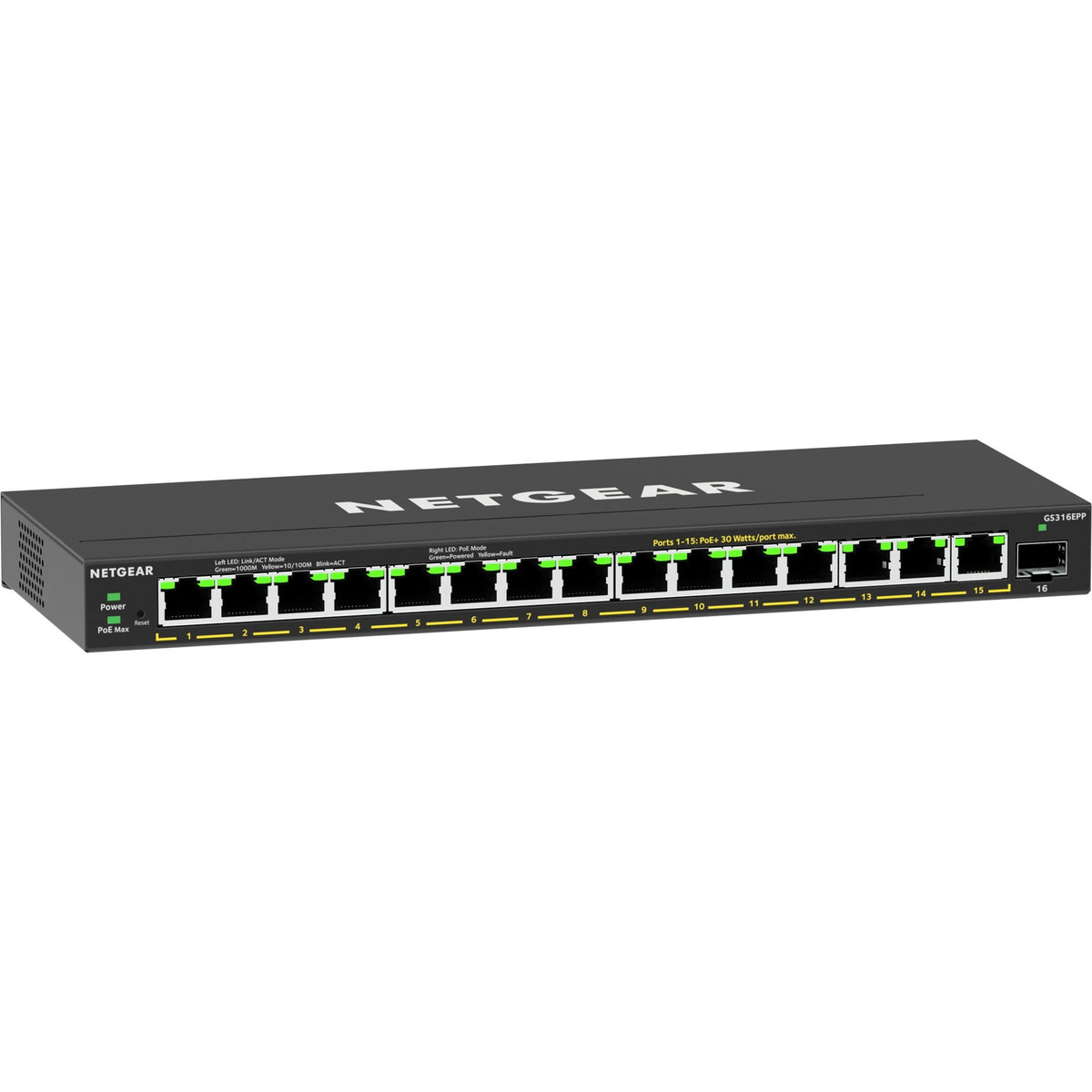 Conmutador Netgear gs316epp (negro)
