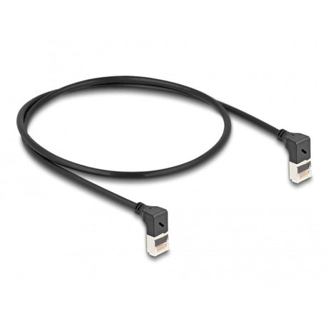 Delock cable de red rj45 cat.6a s ftp delgado 90° hacia arriba en ángulo de 0,5 m (negro)