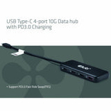 Club 3D USB-C Concentrador de datos 10G de 4 puertos con concentrador USB PD3.0 (negro)