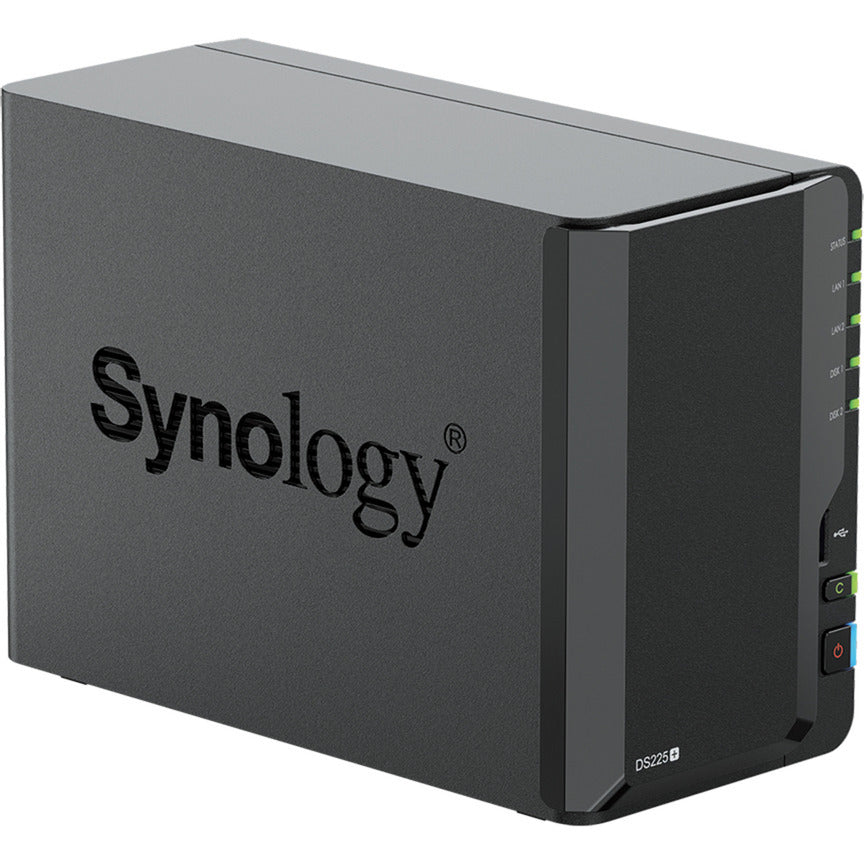 Synology diskstation ds225+ nas (negro, 1x LAN de 1GB, 1x LAN de 2,5GB, 2x USB 3.2 gen 1)