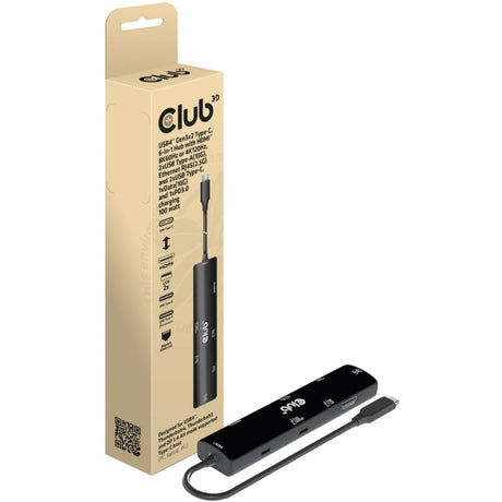 Club 3D USB4 Gen3x2 Type-C, estación de acoplamiento 6 en 1 (negro, CSV-1599)