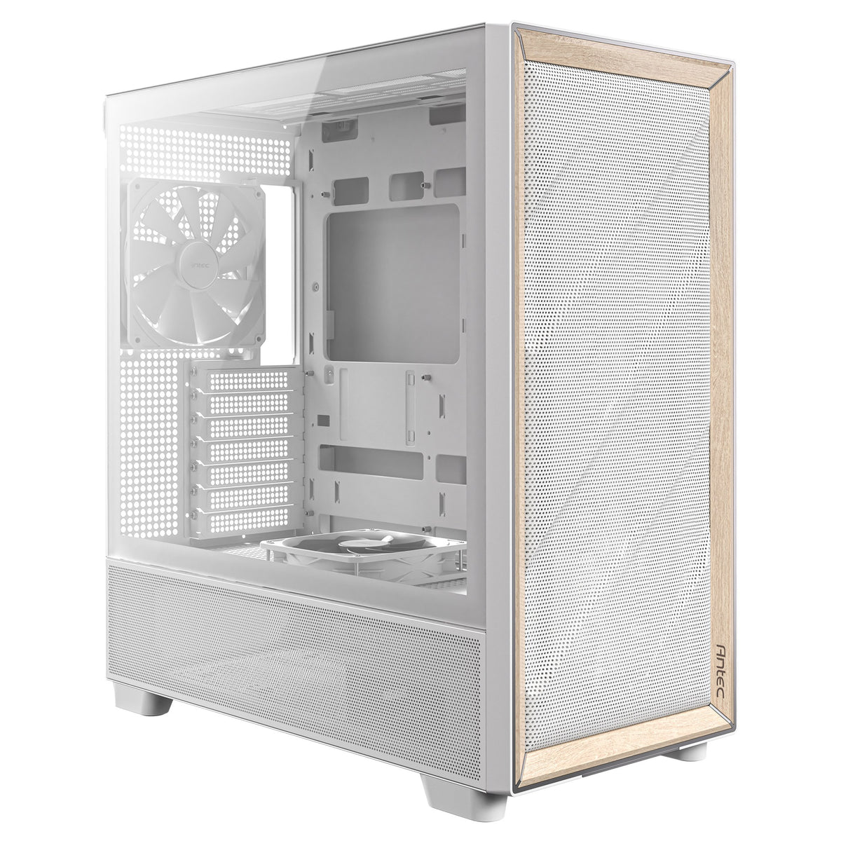 Carcasa de torre midi Antec flux (blanca | 2x USB-A | 1x USB-C | vidrio templado)